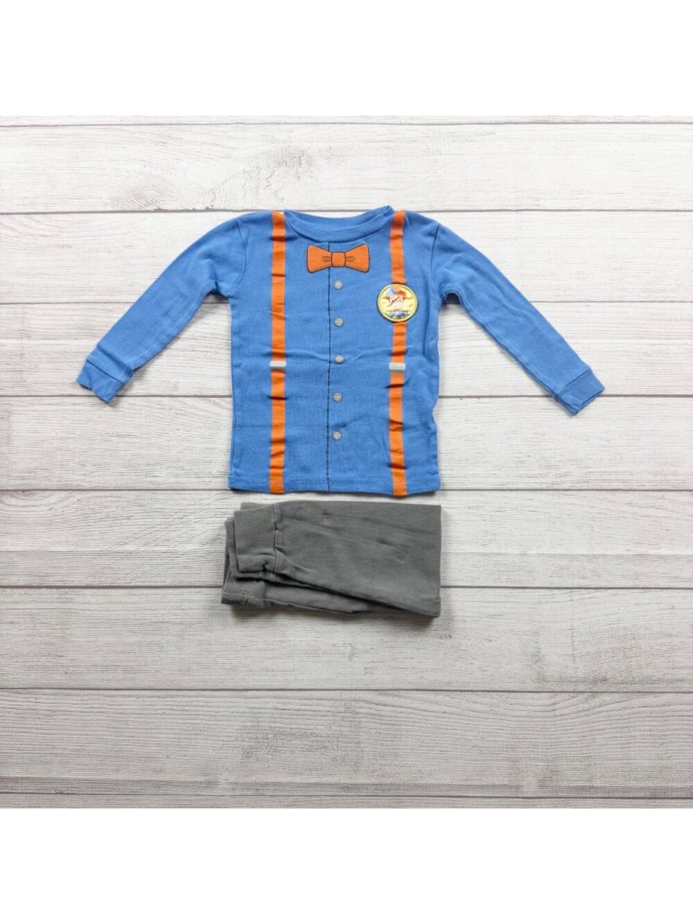 Blippi Pajama Set Long Sleeve Costume Look Blue Gray Moonbug 4T